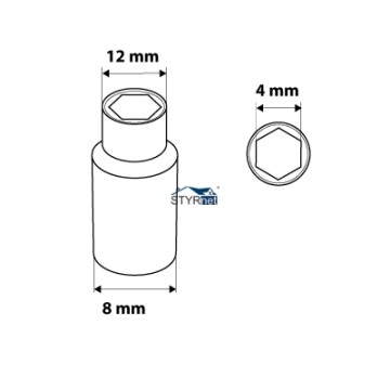 Nasadka sześciokątna długa 1/4", 4 mm