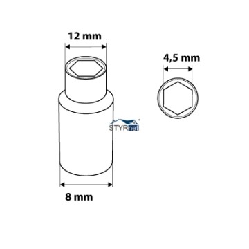 Nasadka sześciokątna długa 1/4", 4.5 mm