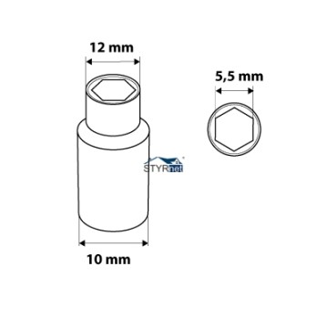 Nasadka sześciokątna długa 1/4", 5.5 mm