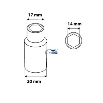 Nasadka sześciokątna długa 1/4", 14 mm