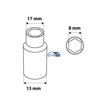 Nasadka sześciokątna 3/8", 8 mm