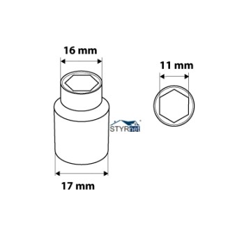 Nasadka sześciokątna 3/8", 11 mm