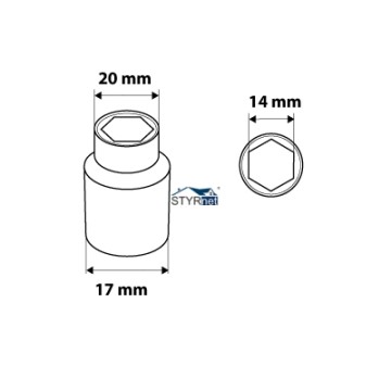 Nasadka sześciokątna 3/8", 14 mm