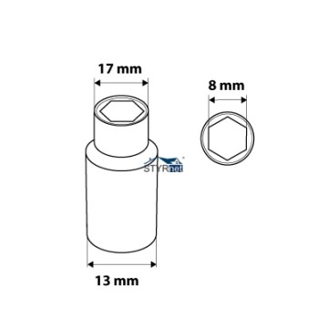 Nasadka sześciokątna długa 3/8", 8 mm