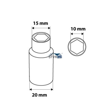 Nasadka sześciokątna 3/8" długa, 10 mm