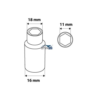 Nasadka sześciokątna 3/8" długa, 11 mm