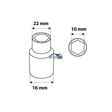 Nasadka sześciokątna 1/2", 10 mm