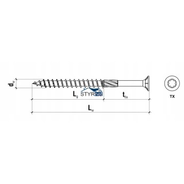 WKRĘTY CIESIELSKIE DO DREWNA 4x30 TORX ŁEB STOŻKOWY STOŻKOWE 500szt ST 4mm x 30mm