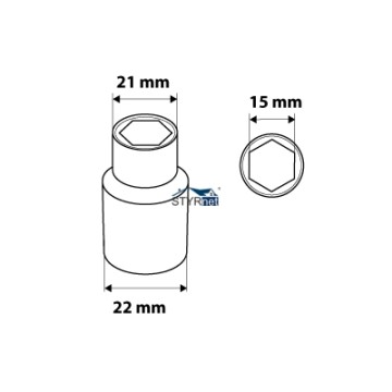 Nasadka sześciokątna 1/2", 15 mm