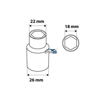 Nasadka sześciokątna 1/2", 18 mm