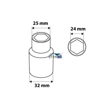 Nasadka sześciokątna 1/2", 24 mm