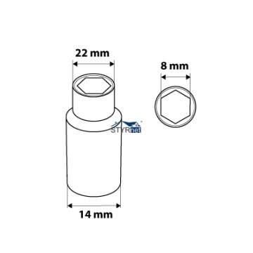 Nasadka sześciokątna długa 1/2", 8 mm