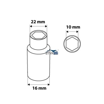 Nasadka sześciokątna długa 1/2", 10 mm