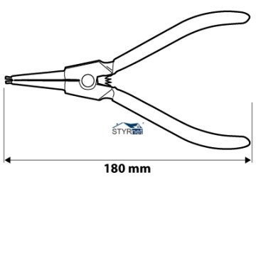 Szczypce segera do pierścieni osadczych 180 mm, zewnętrzne, proste