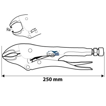 Szczypce zaciskowe uniwersalne 250 mm, okrągłe szczęki