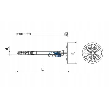 KOŁKI STYROPIANU 22cm METALOWY TRZPIEŃ DYBLE METAL