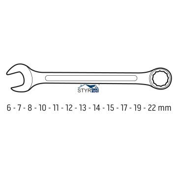 Klucze płasko-oczkowe 6-22 mm, zestaw 12 szt.