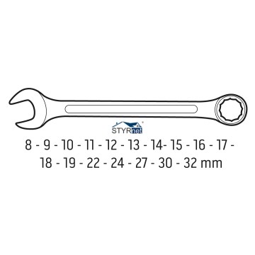 Klucze płasko-oczkowe 8-32 mm, zestaw 17 szt.