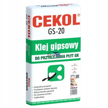 CEKOL KLEJ GIPSOWY GS-20 DO PŁYT KARTON GIPS 10kg