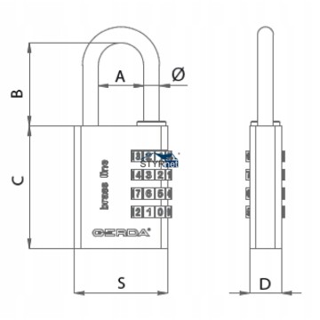 GERDA KŁÓDKA PAŁĄKOWA SZYFROWA BRASS LINE 30MM KOD