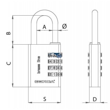 GERDA KŁÓDKA PAŁĄKOWA SZYFROWA BRASS LINE 40MM KOD