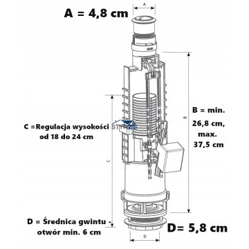 CERSANIT ZAWÓR SPUSTOWY 3/6l K99-0049 ORYGINALNY