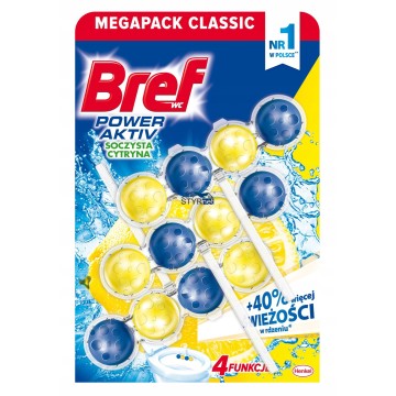 BREF Kostka do WC Lemon 3x50 g Power Active Zawieszka toaletowa