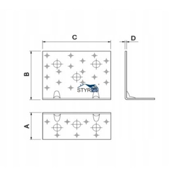 KĄTOWNIK CIESIELSKI MONTAŻOWY 90x90x65x2mm 10szt