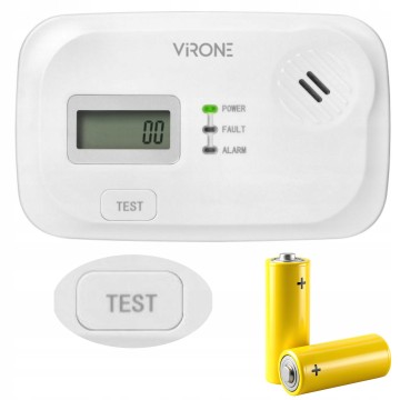 CZUJNIK CZADU TLENKU WĘGLA LCD DETEKTOR CO WYKRYWACZ BEZPRZEWODOWY +BATERIE