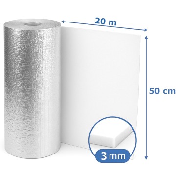 EKRAN ZAGRZEJNIKOWY 3mm MATA ALUMINIOWA PIANKA 0,5m x 20m GOLDFLEX