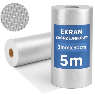 EKRAN ZAGRZEJNIKOWY 3mm MATA ALUMINIOWA PIANKA 0,5m x 5mb GOLDFLEX
