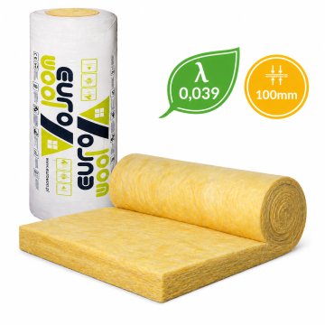 WEŁNA SZKLANA EUROWOOL M-11 MINERALNA 039 100mm NA PODDASZE 8,40m2 ROLKA
