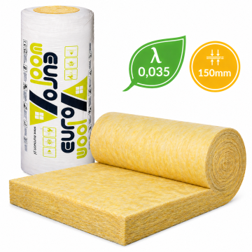 WEŁNA MINERALNA SZKLANA EUROWOOL M-17 035 150mm NA PODDASZE 4,20m2 ROLKA