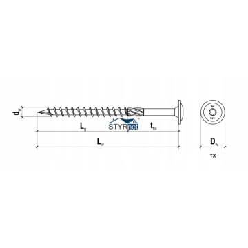 WKRĘTY CIESIELSKIE DO DREWNA 8x140 TORX TAL ŁEB TALERZOWY TALERZOWE 25szt 8mm x 140mm