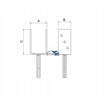 PODSTAWA SŁUPA WSPORNIK REGULOWANY 80-170x60x90mm