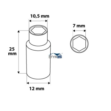 Nasadka sześciokątna 1/4", 7 mm, superlock