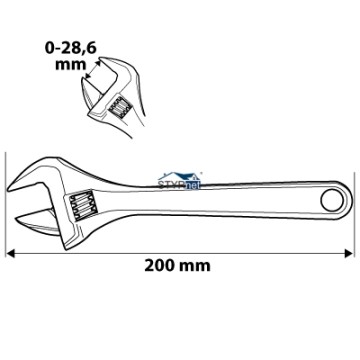 Klucz nastawny 200 mm, zakres 0-29 mm