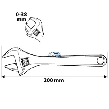 Klucz nastawny 200 mm, zakres 0-39 mm