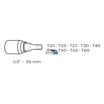 Końcówki Torx na nasadce 55 mm, zestaw 9 szt.