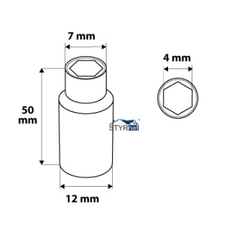 Nasadka sześciokątna długa 1/4", 4 mm, superlock