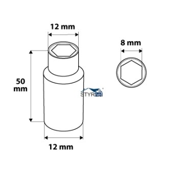 Nasadka sześciokątna długa 1/4", 8 mm, superlock