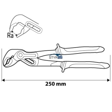 Szczypce do rur 250 mm, zakres 0-42 mm