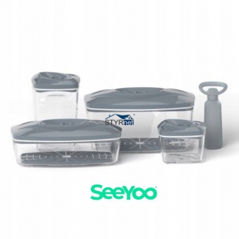 SeeYoo pojemniki próżniowe na żywność -zestaw 4 pojemników kolor stalowy